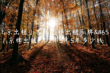 北京出租小客车指标出租车牌？京牌出租1年2年3年5年多少钱