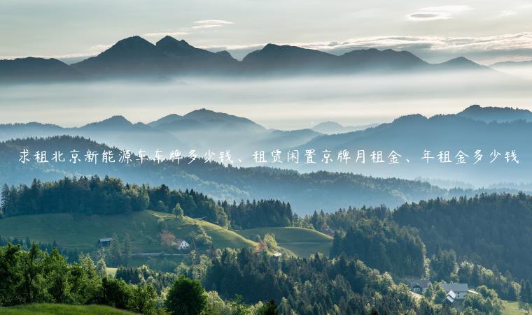 求租北京新能源车车牌多少钱、租赁闲置京牌月租金、年租金多少钱