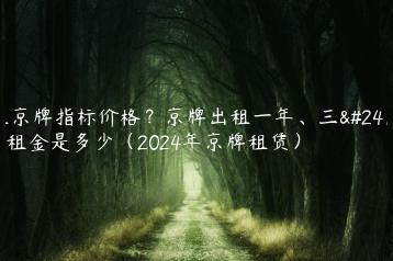 租京牌指标价格？京牌出租一年、三年租金是多少（2024年京牌租赁）