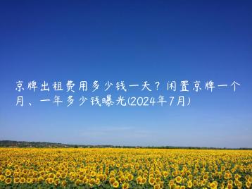 京牌出租费用多少钱一天？闲置京牌一个月、一年多少钱曝光(2024年7月)