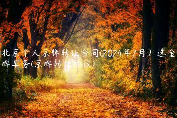 北京个人京牌转让合同(2024年7月）选金牌车务(京牌转让协议)