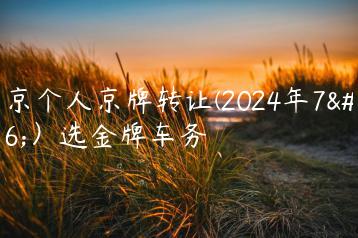 北京个人京牌转让(2024年7月）选金牌车务