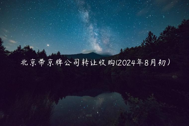北京带京牌公司转让收购(2024年8月初）
