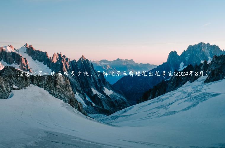 泄露北京一块车牌多少钱、了解北京车牌短租出租事宜(2024年8月）