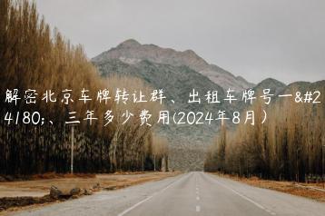 解密北京车牌转让群、出租车牌号一年、三年多少费用(2024年8月）