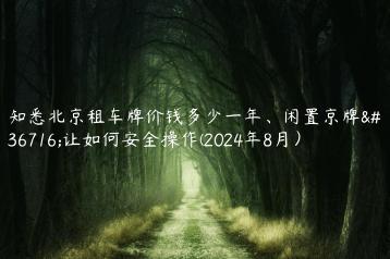 知悉北京租车牌价钱多少一年、闲置京牌转让如何安全操作(2024年8月）