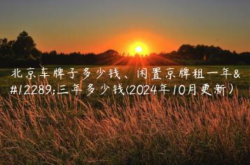 北京车牌子多少钱、闲置京牌租一年、三年多少钱(2024年10月更新）
