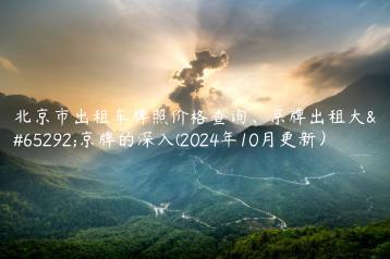 北京市出租车牌照价格查询、京牌出租大，京牌的深入(2024年10月更新）