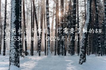 租用北京车牌前，你需要了解的费用细节  (2024年11月）
