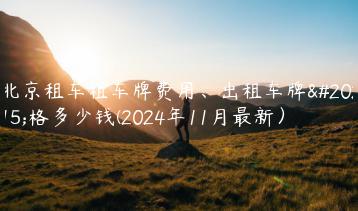 北京租车租车牌费用、出租车牌价格多少钱(2024年11月最新）